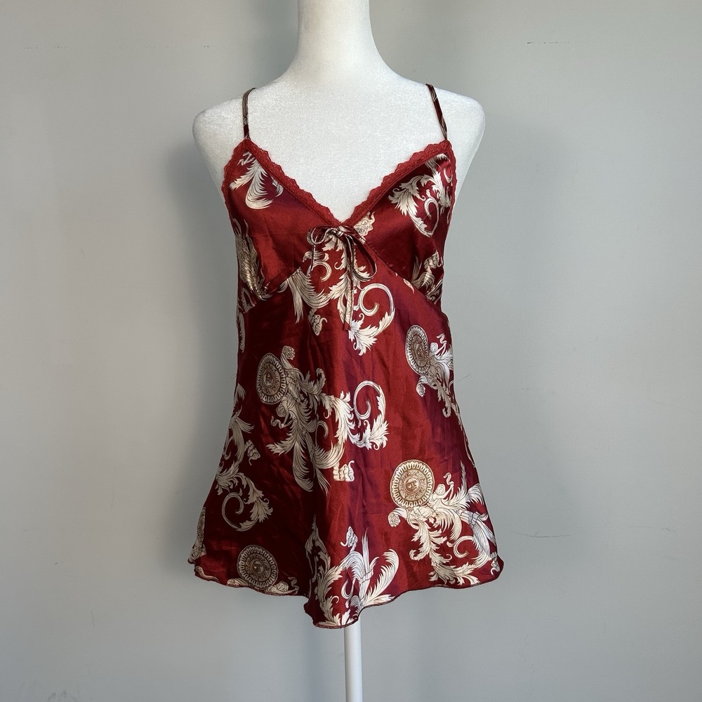 Y2K Babydoll Satin Lace Trim Top Size L‎ Baroque Fairy Grunge